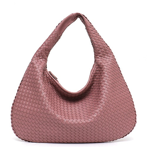 SC Brand New Vegan Leather Hobo Bag Handmade Woven Casual Female Handbag Big Capacity Patchwork Zipper Women Shoulder Bags