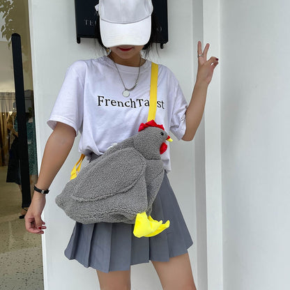 Cute Cartoon Hen Shape Women Crossbody Bags Fashion Plush Shoulder Bags Casual Pure Color Ladies Small Messenger Bags Handbags