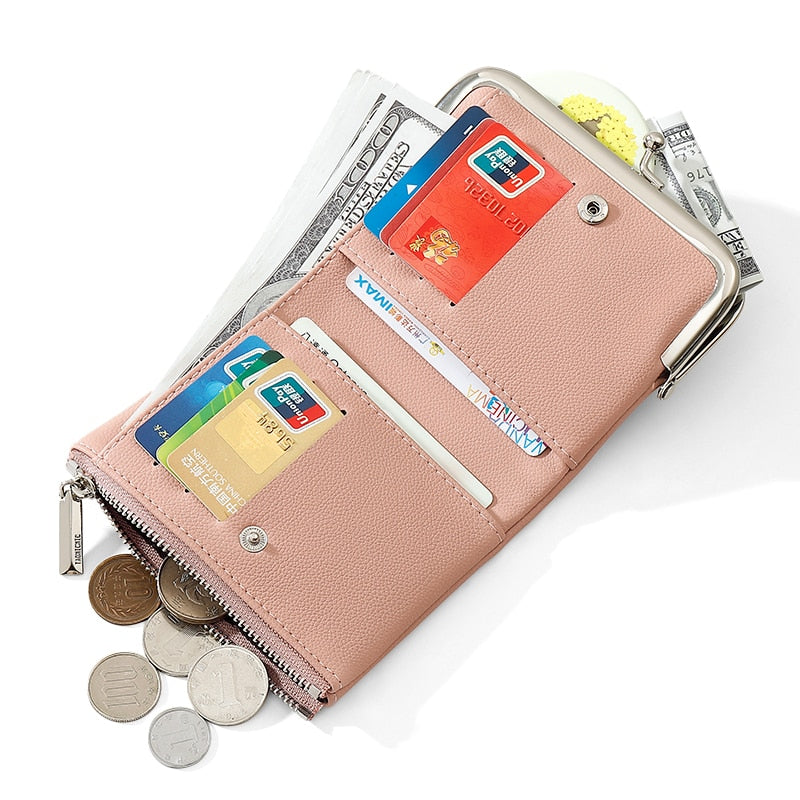 Fashion Solid Color Short Clutch Small Wallets PU Leather Women Coin Purses Ladies Simple Mini Card Holder Travel Wallets Female