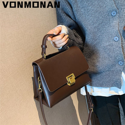 Vintage Tote Bag Winter New Quality PU Leather Women&#39;s Designer Handbag Purses Luxury Designer Mini Shoulder Messenger Bag