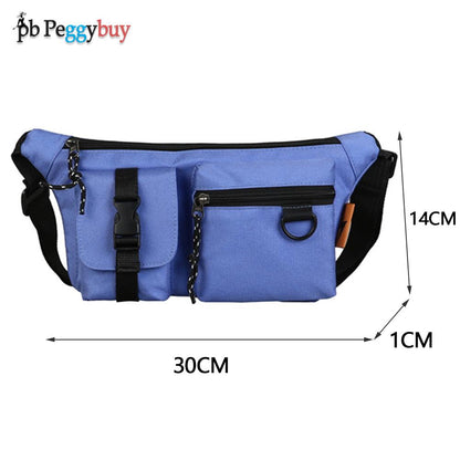 Men&#39;s Shoulder Slanted Bag New Big Capacity Retro Women Pure Color Oxford Cloth Crossbody Chest Bag Casual Ladies Waist Pack