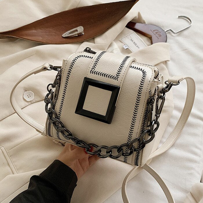 New Arrival Vintage Bucket Bag PU Leather Luxury Handbag Women&#39;s Chains Hasp Small Bag Retro Shoulder Bag