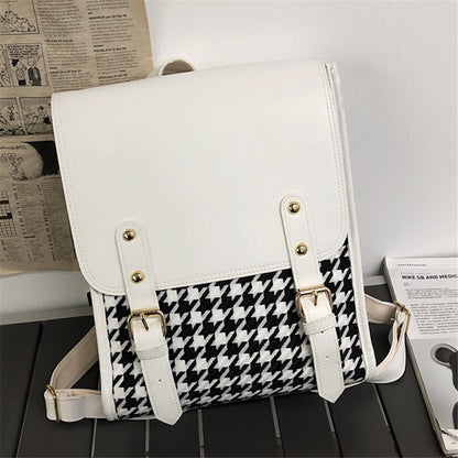 Korean Style Women's Backpack Fashion INS 3 Layers Houndstooth Back Pack Bags for Girls Luxury Lattice Female Shoulder Bag