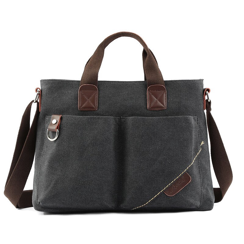 Scione Men Canvas Portable Handbag Business Fashion Casual Vintage Multifunction Shoulder Bag Leisure handbag Dropshipping