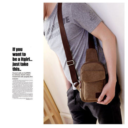 fashion Men&#39;s Small Chest Sling Bag Travel Hiking Cross Body Messenger Shoulder Backpack Solid Men Canvas Bag