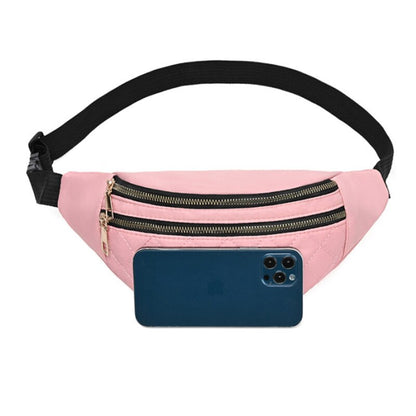 Plaid Women&#39;s Waist Bag PU Leather Belt Bags Designer Shoulder Crossbody Chest Bag Female Fashion Banana Hip Purse