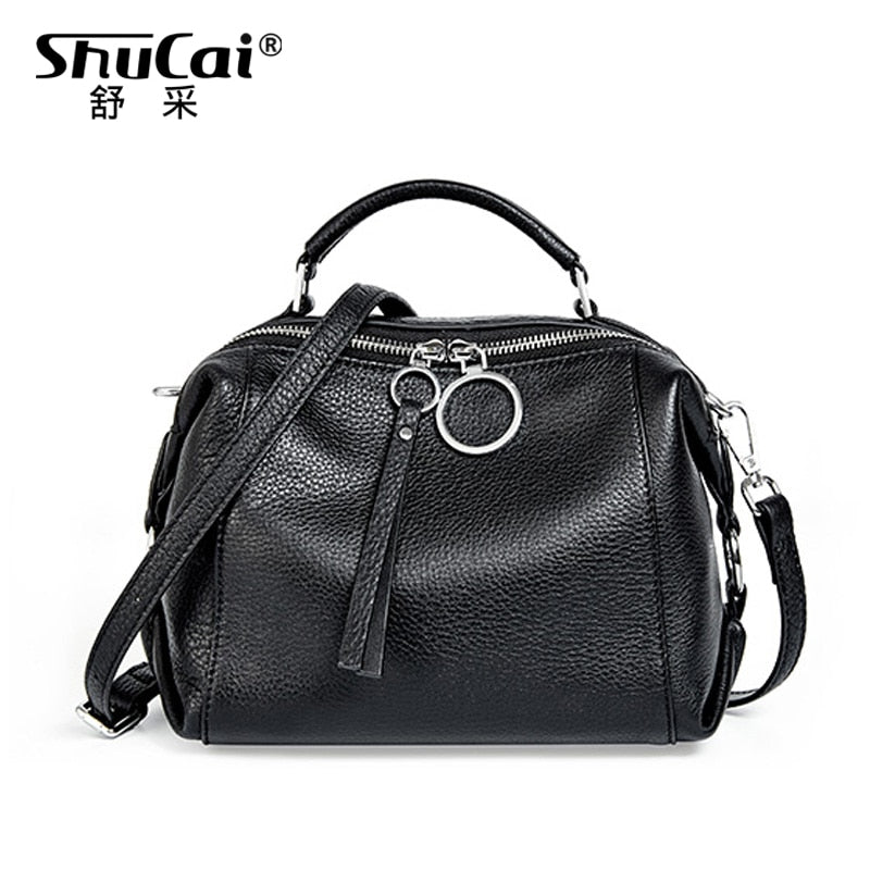 Soft Genuine Leather Handbag Elegant Fashion Tassel Female Shoulder Bag Large Capacity Simple Casual Women Crossbody Bag New