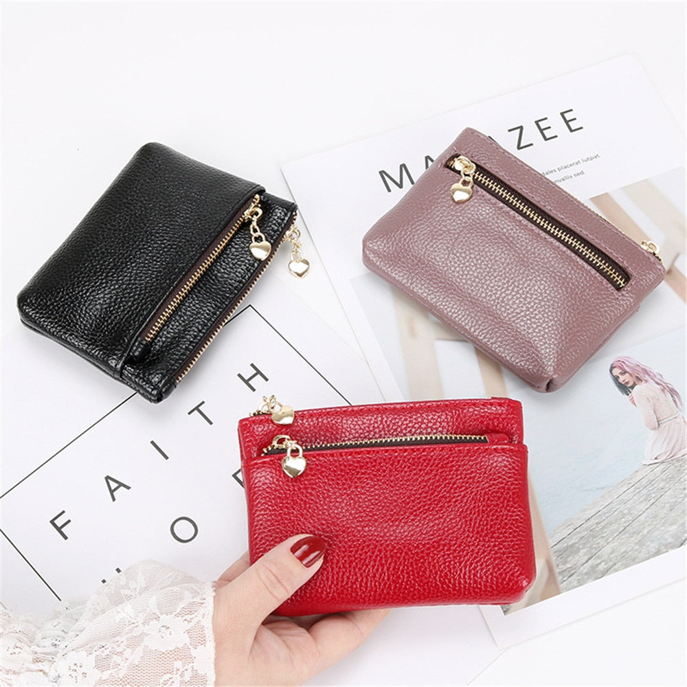 New Leather Coin Purse Women Mini Change Purses Kids Coin Pocket Wallets Key Chain Holder Zipper Pouch Card Holder Wallet
