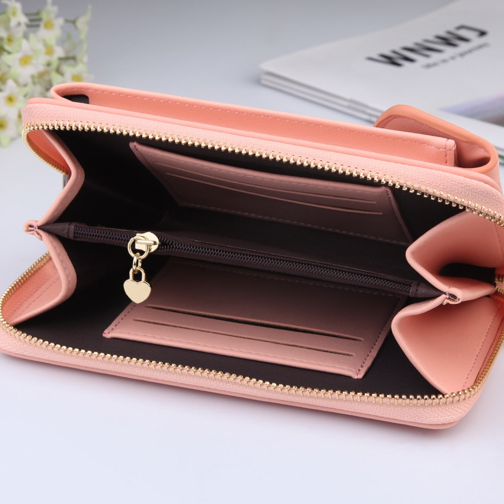 New Women&#39;s wallet messenger bag large capacity women&#39;s purse buckle zipper bag soft leather versatile women&#39;s bag shoulder bag