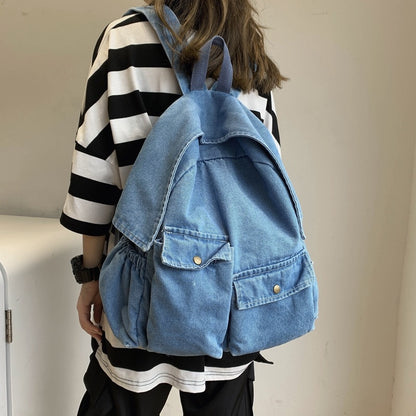 New  Women Denim Backpack Female Personality Travel College Style Casual School Bag