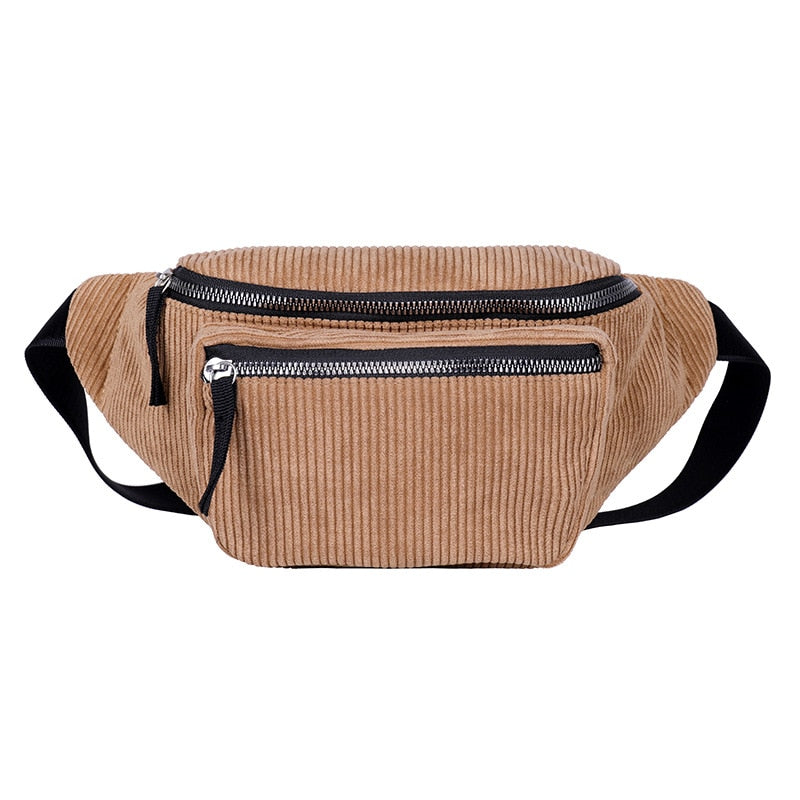 Corduroy Waist Bag Designer Zipper Chest Bag Sport Travel  Girl Waist Belt Bags Fashion Phone Waist Pack for Women