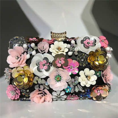 Boutique De FGG Elegant Women Flower Clutch Evening Bags Wedding Purses Bridal Handbags Party Dinner Bag