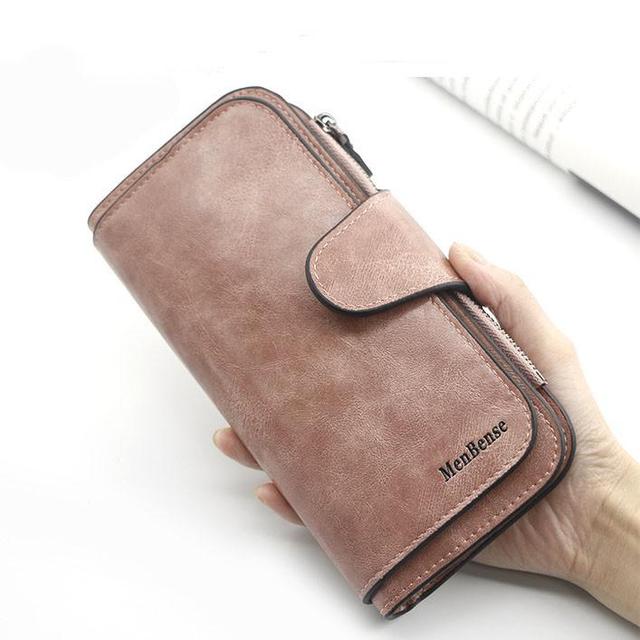 Women&#39;s wallet made of leather Wallets Three fold VINTAGE Womens purses mobile phone Purse Female Coin Purse Carteira Feminina