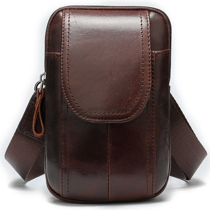 Luxury Brand Genuine Leather Shoulder Bag Men Messenger Bags Small Casual Flap Zipper Design Male CrossBody Bag Phone Pocket