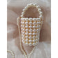 Transparent Crystal Braided Pearl Beaded Bucket Bag Shoulder Handbag Woman