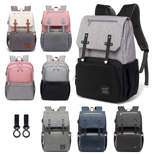Diaper Bag With USB Mommy Baby Nappy Bags Fashion Travel Maternity Backpacks for Mom Multifunction Baby Stroller Bag Kit