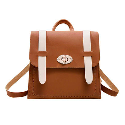 Leather Messenger Bags Hit Color Bowknot Backpacks Women Small Shoulder Crossbody Bags Portable Women Backpack