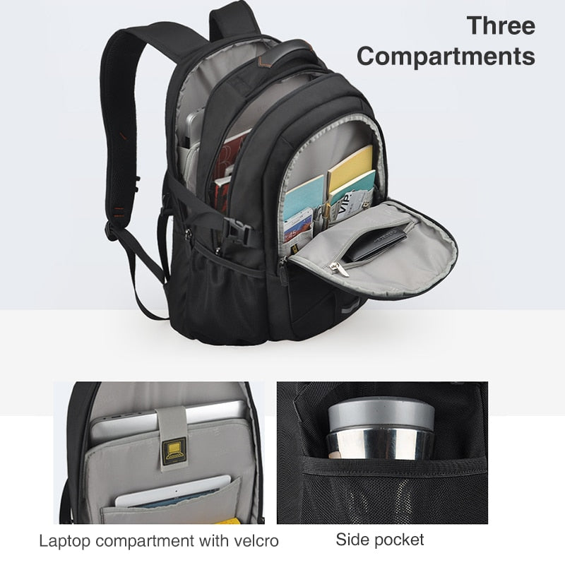 Mixi 17.3&quot; Laptop Backpack Men Business Travel Back Bag Students School Bag 18 20 Inch Black Gray Waterproof Ergonomic Design