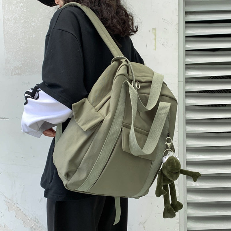 HOCODO New Solid Color Women&#39;S Waterproof Nylon Backpack Simple School Bag For Teenage Girl Shoulder Travel Bag School Backpack
