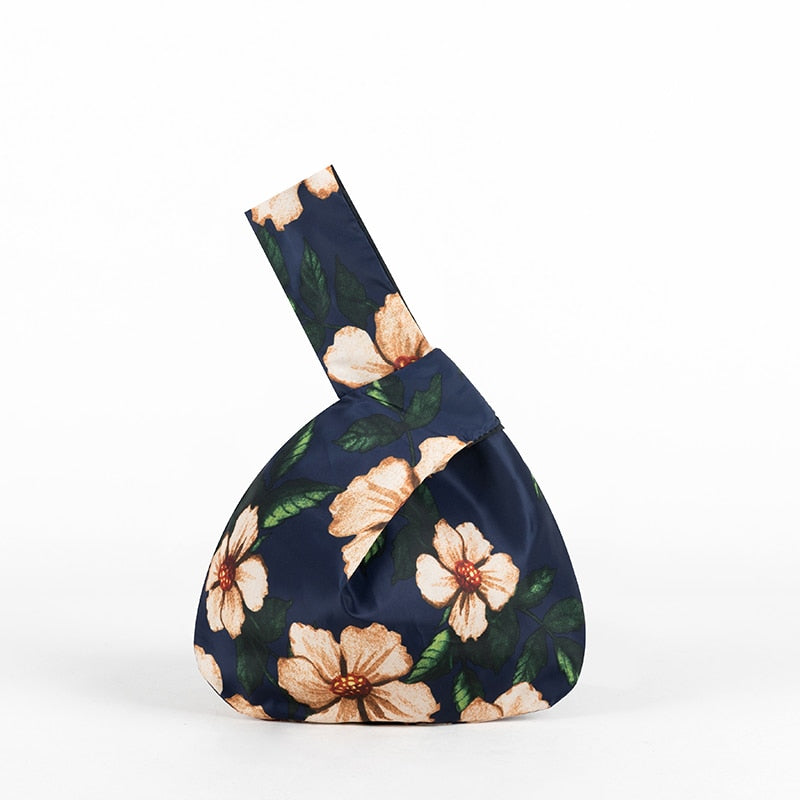 Japanese Mini Portable Knot Wrist Bag Women Top Handle Bag Simple Purses Handbags Waterproof Shopping Bag Phone Key Pouch