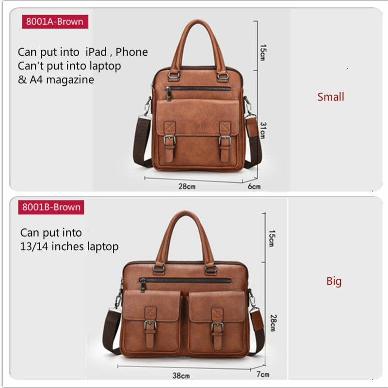 OYIXINGER Men Briefcases Men&#39;s Business Leather Handbag Two Pocket Messenger Bag Soft Handle Laptop Bags Bolso Bandolera Hombre