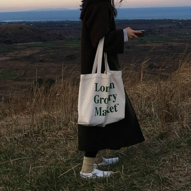 Canvas Zipper Shopping Bag  Large Capacity Conventional Tote Bag Fashion Letter Printing Women&#39;s Shoulder Bag Simple Bags