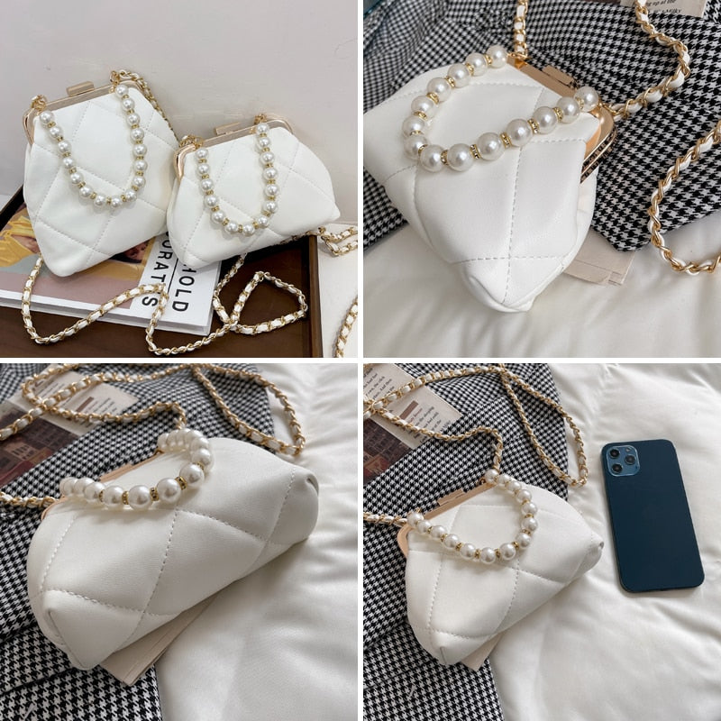 Women&#39;s Party Clutch Wedding Crossbody Bag Totes Stylish Pearl Clip Bag Evening Handbags Shoulder Bags Summer Beach Bag