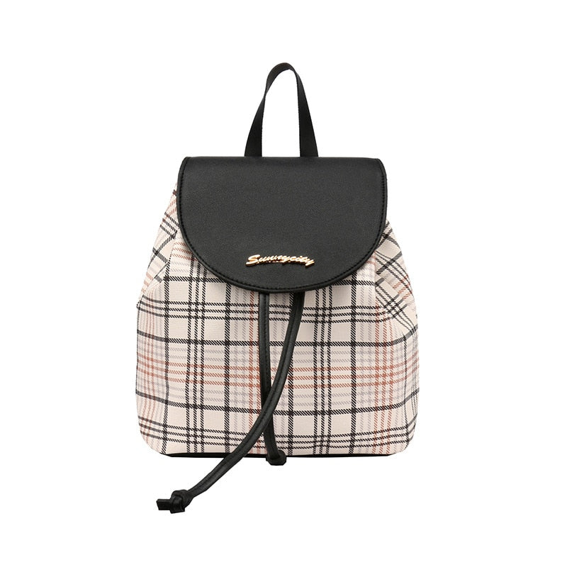 Mini Backpack Crossbody Bag For Teenage Girl Plaid Women Shoulder Phone Purse Korean Style New Trendy Female