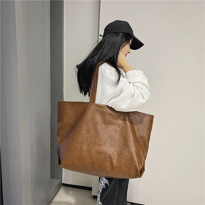 Extra Big Capacity Leather tote bags Brown Black Commutting Large bags for women Fashion women bag Brand ladies hand bags