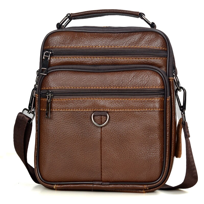 Men Genuine Leather Handbags Male High Quality Cowhide Leather Messenger Bags Men&#39;s Ipad Business Bag Middle Size Briefcase Tote