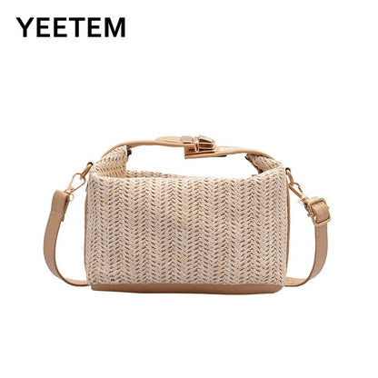 Women&#39;s Bag Korean Summer Straw Woven Handbag Fashion Clutch All-match Shoulder Bag Diagonal Bag Purse Fashion Tote Bag