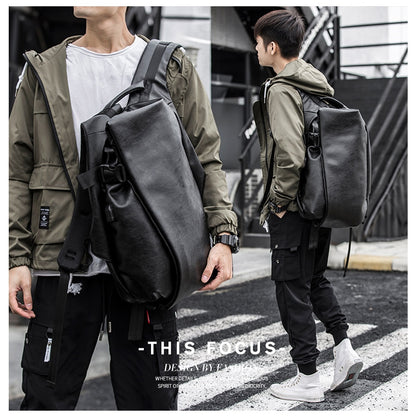 Men&#39;s Backpack USB Charge Travel Laptop Back packs Black 15 Inch Leather School Bag Male Vintage waterproof Anti Theft backpacks