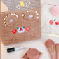 Cute Cosmetic Case for Women Bear Rabbit Ears Pluch Makeup Toiletry Pouch Girls Travel Large Storage Bag