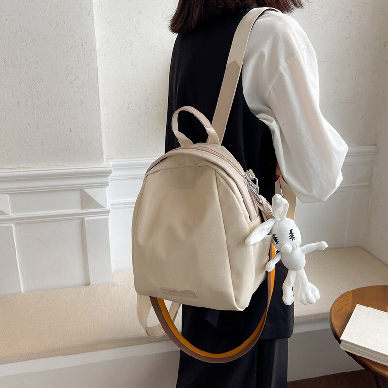 New Fashion Multifunctional Women&#39;s Backpack Korean Style Nylon Ladies Handbag Contrast Wide Shoulder Strap Shoulder Bag
