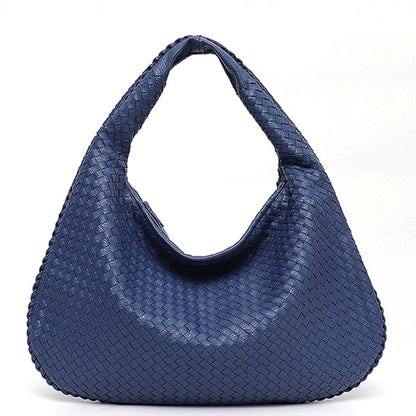 SC Brand New Vegan Leather Hobo Bag Handmade Woven Casual Female Handbag Big Capacity Patchwork Zipper Women Shoulder Bags