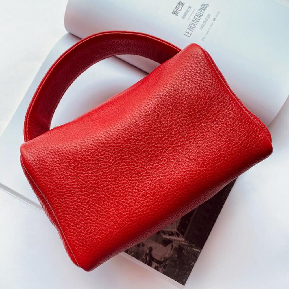 New Soft 100% Natural Cowhide Wide Handbags Genuine Leather Office Mobile Phone Pockets Women Handbag High Quality Portable Bags