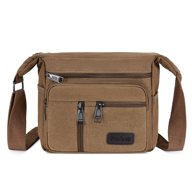 Man Canvas Casual Shoulde Bags Travel Crossbody Outdoor Bags Mens Tote School Retro Zipper Handbag