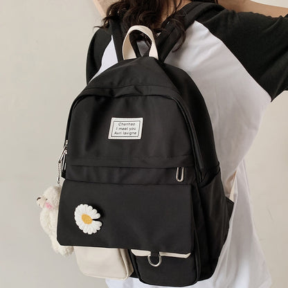 Girl College Student Backpack Cute Flower Nylon Women School Bag Lady Kawaii Backpack Female Fashion Bags Book Trendy Travel New