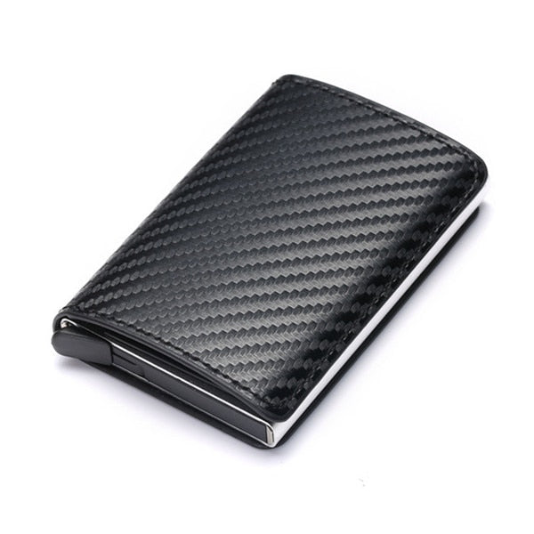 Business ID Credit Card Holder Men Women Coin Leather Wallet RFID Aluminium CardHolder Box with Money Clips Purse