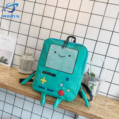 Anime Cartoon Backpack Adventure Time Treasure Funny Robot Kid Girl Student Soft Travling Bag Cute Backpack Shoulder bag Women