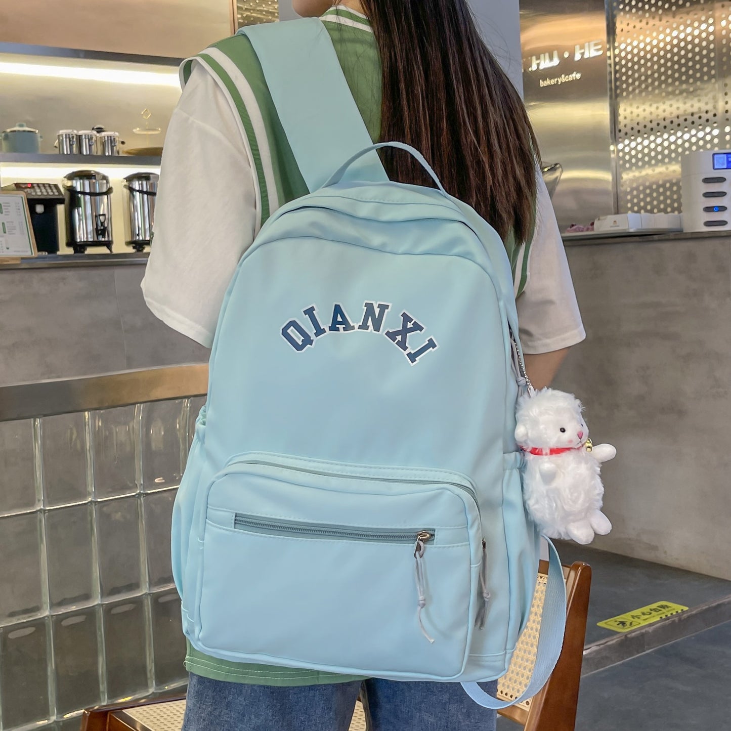 Fashion Female White Book Bag Girl Travel Laptop Backpack Teenager Trendy Women Leisure School Bag Lady Nylon College Pocket New