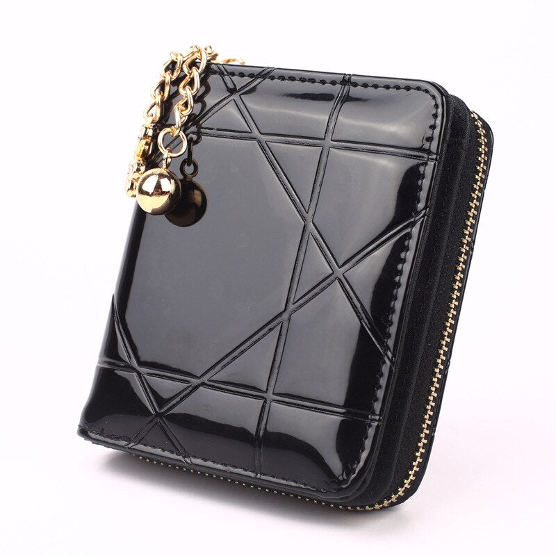Hot Coin Purse Short 3 Folding Small Wallet Women Credit Card Holder Case Lady Patent Leather Case Money Bag Cute Wallet