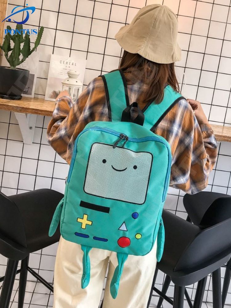 Anime Cartoon Backpack Adventure Time Treasure Funny Robot Kid Girl Student Soft Travling Bag Cute Backpack Shoulder bag Women