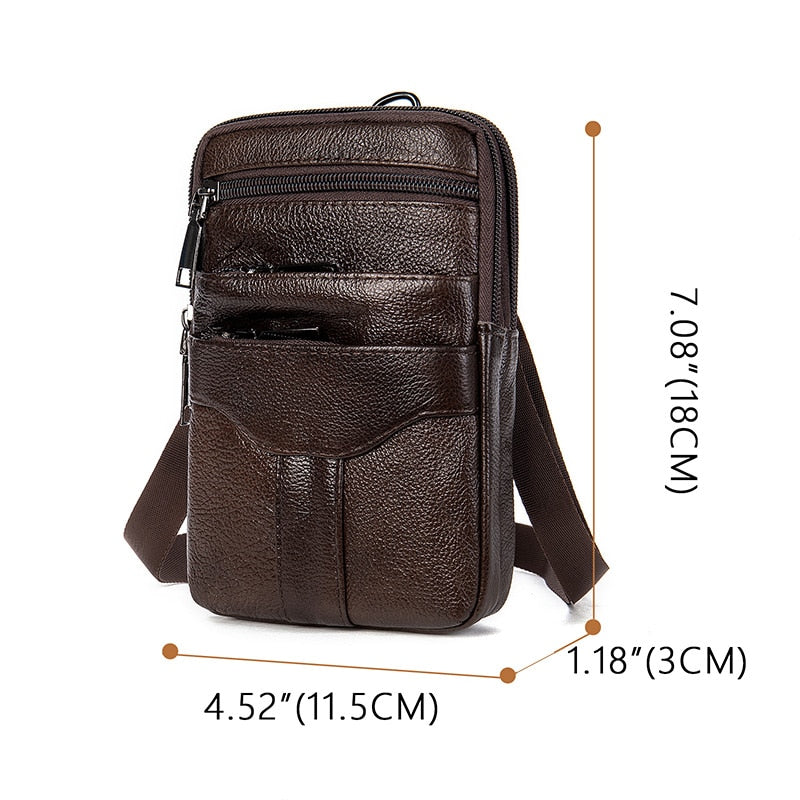 Men Genuine Leather Shoulder Male fanny pack High Quality Messenger Bags  Men&#39;s Fashion Business Belt Bag Small Briefcase Waist