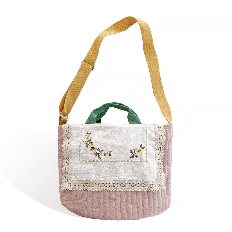 INS Style Shoulder Bag Bucket Ladies Fabric Bag Antique Canvas Messenger Bag Mommy Bag