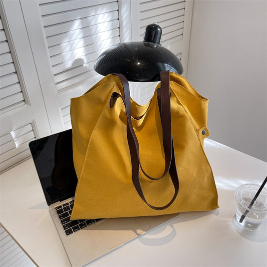 Large Capacity Tote Shoulder Bag for Women Canvas Designer Casual Simple Women&#39;s Handbag New Fashion Square Solid Female Bags