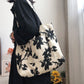Tote Bag Contrast Color Smudged Jacquard Shoulder Bag Large-capacity Canvas Handbag Autumn and Winter Women&#39;s Bag