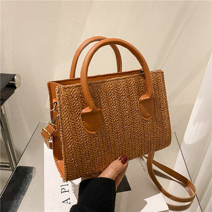 Fashion Women Summer Straw Crossbody Shoulder Bag Fashion Beach Rattan Handbag for Women Travel Shopping Purse