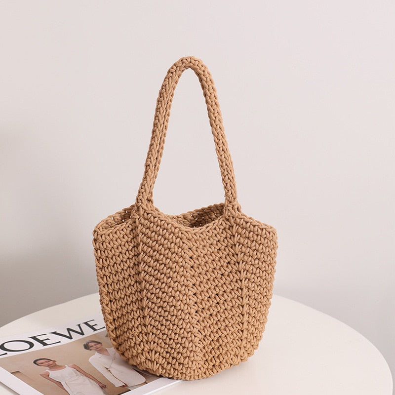 Women&#39;s Large Handbags Hollow Woven Knitted Designer Braid Bags Summer Fashion Female Shoulder Bags Beach Large Capacity Tote