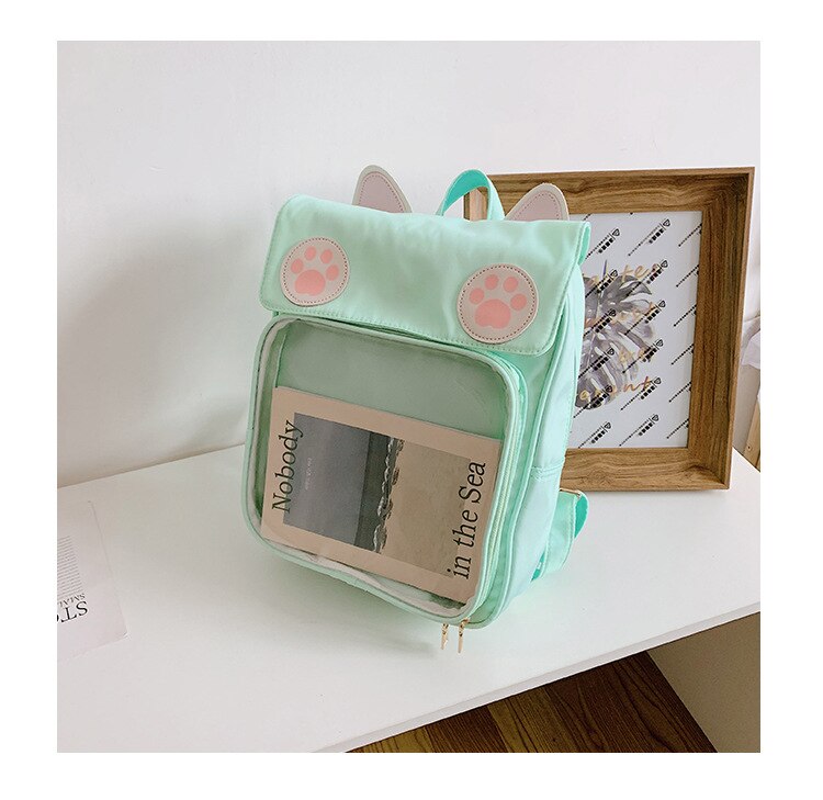 Ita Bag Cat Style Backpacks Paws Kawaii Harajuku Schoolbags Backpack for Teenager Girls Transparent Backpack Clear Itabag